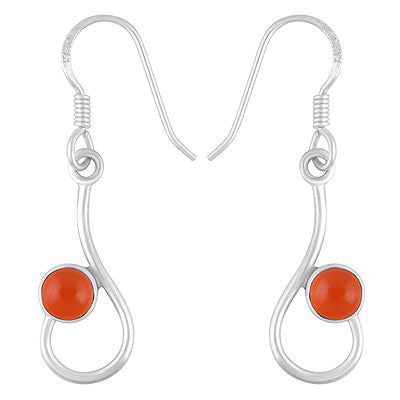 Gorgeous Design Carnelian Round Shape 925 Sterling Solid Silver Dangle Earrings - R1501882-7