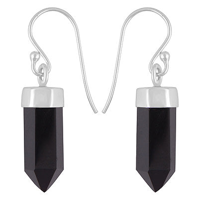 Alluring Black Onyx Pencil Shape 925 Sterling Solid Silver Dangle Earrings - R1501904-42