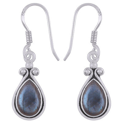 Gorgeous Handcrafted Work Around Labradorite Pear Shape 925 Sterling Solid Silver Dangle Earrings - R1501924-5