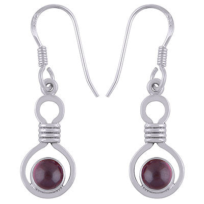 Gorgeous Handcrafted Work Around Garnet Round Shape 925 Sterling Solid Silver Dangle Earrings - R1501931-2