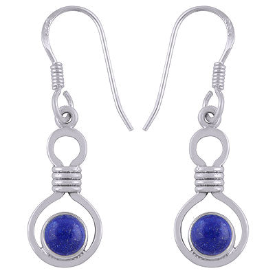 Gorgeous Handcrafted Work Around Lapis Round Shape 925 Sterling Solid Silver Dangle Earrings - R1501931-6