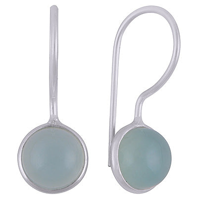 Gorgeous Minimal Handmade Bezel Aqua Chalcedony Round Shape 925 Sterling Solid Silver Earrings - R1501933-12