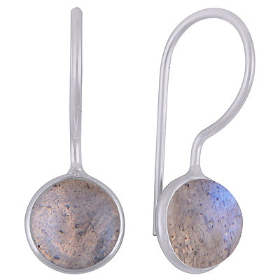 Gorgeous Minimal Handmade Bezel Labradorite Round Shape 925 Sterling Solid Silver Earrings - R1501933-5