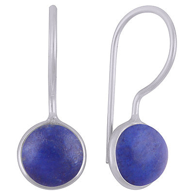 Gorgeous Minimal Handmade Bezel Lapis Round Shape 925 Sterling Solid Silver Earrings - R1501933-6