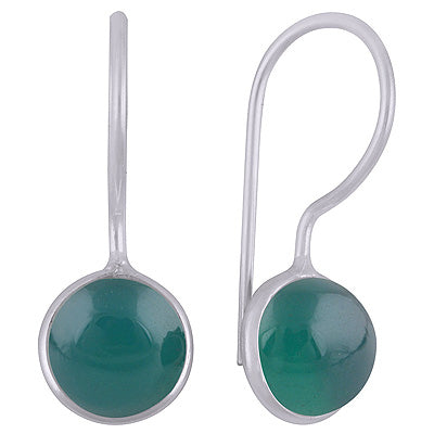 Gorgeous Minimal Handmade Bezel Green Onyx Round Shape 925 Sterling Solid Silver Earrings - R1501933-8