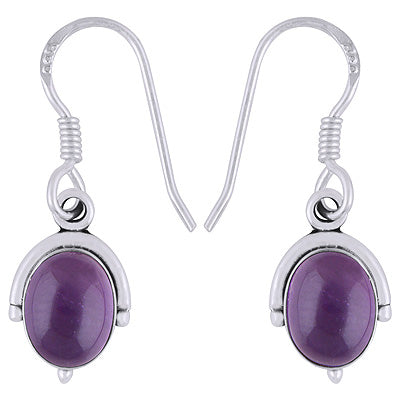 Gorgeous Handcrafted Work Around Amethyst Oval Shape 925 Sterling Solid Silver Dangle Earrings - R1501946-1