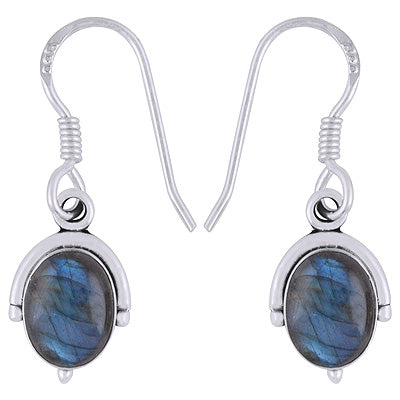 Gorgeous Handcrafted Work Around Labradorite Oval Shape 925 Sterling Solid Silver Dangle Earrings - R1501946-5