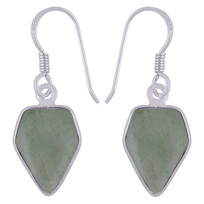 Beautiful Handmade Bezel Green Aventurine Pentagon Shape 925 Sterling Solid Silver Dangle Earrings - R1501977-14
