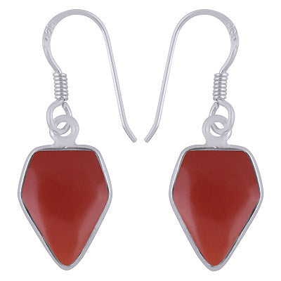 Beautiful Handmade Bezel Carnelian Pentagon Shape 925 Sterling Solid Silver Dangle Earrings - R1501977-6