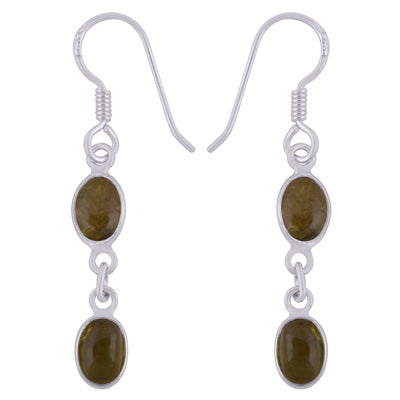 Beautiful Two Stone Bezel Tourmaline Oval Shape 925 Sterling Solid Silver Dangle Earrings - R1501990-7