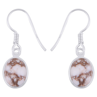 Beautiful Plain Bezel Wild Horse Jasper Oval Shape 925 Sterling Solid Silver Dangle Earrings - R1502004-2