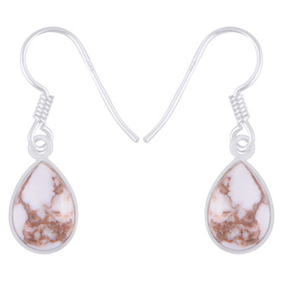 Beautiful Plain Bezel Wild Horse Jasper Pear Shape 925 Sterling Solid Silver Dangle Earrings - R1502004-5