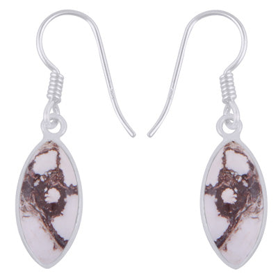 Beautiful Plain Bezel Wild Horse Jasper Marquise Shape 925 Sterling Solid Silver Dangle Earrings - R1502004-6