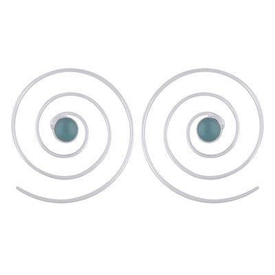 Gorgeous Handcrafted Hoops Aqua Chalcedony Round Shape 925 Sterling Solid Silver Hoop Earrings - R1502015-10
