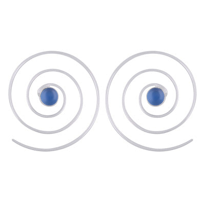 Gorgeous Handcrafted Hoops Blue Chalcedony Round Shape 925 Sterling Solid Silver Hoop Earrings - R1502015-9