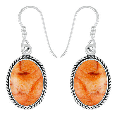 Beautiful Twisted Wire Work Around Coral Mohave Oval Shape 925 Sterling Solid Silver Dangle Earrings - R1502031-19