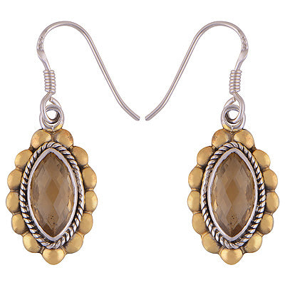 925 Sterling Silver Citrine Gold Plated Earrings - R1631-9