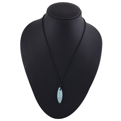 Magnificent Gemstone Larimar Marquise Shape Black Cotton Cord Pendant Necklace - R1900225-34
