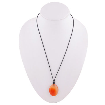 Magnificent Gemstone Carnelian Oval Shape Black Cotton Cord Pendant Necklace - R1900233-7
