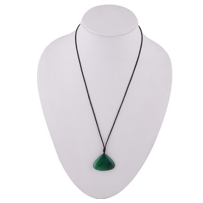Magnificent Gemstone Green Onyx Pear Shape Black Cotton Cord Pendant Necklace - R1900236-7