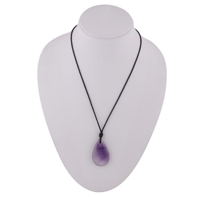 Magnificent Gemstone Amethyst Pear Shape Black Cotton Cord Pendant Necklace - R1900237-21