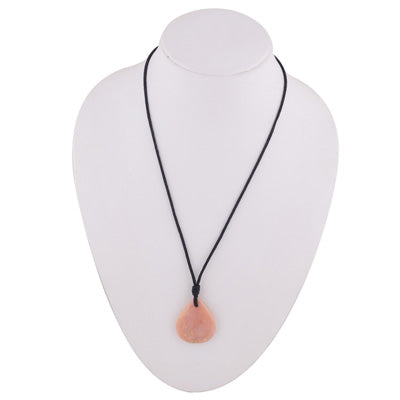 Magnificent Gemstone Pink Opal Pear Shape Black Cotton Cord Pendant Necklace - R1900240-6