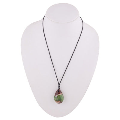 Magnificent Gemstone Chrysoprase Pear Shape Black Cotton Cord Pendant Necklace - R1900241-9
