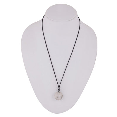 Magnificent Gemstone Black Rutile Round Shape Black Cotton Cord Pendant Necklace - R1900248-1
