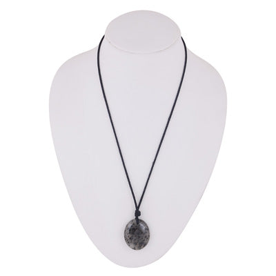 Magnificent Gemstone Black Rutile Oval Shape Black Cotton Cord Pendant Necklace - R1900248-2