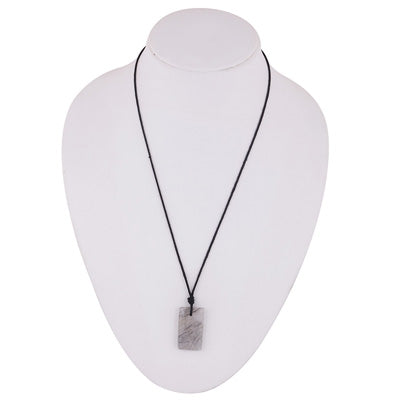 Magnificent Gemstone Black Rutile Rectangle Shape Black Cotton Cord Pendant Necklace - R1900248-9
