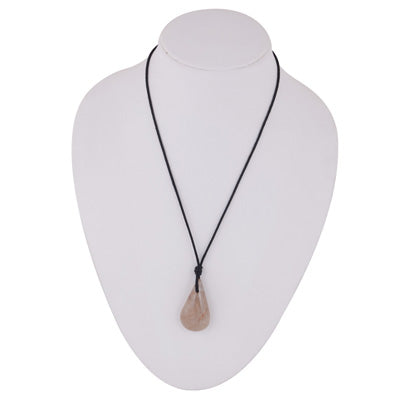 Magnificent Gemstone Golden Rutile Pear Shape Black Cotton Cord Pendant Necklace - R1900249-3