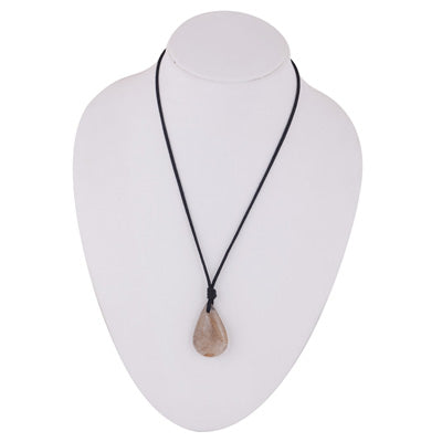 Magnificent Gemstone Golden Rutile Pear Shape Black Cotton Cord Pendant Necklace - R1900249-4