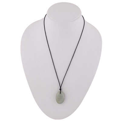 Magnificent Gemstone Aquamarine Oval Shape Black Cotton Cord Pendant Necklace - R1900250-1