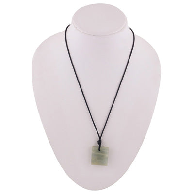 Magnificent Gemstone Aquamarine Rectangle Shape Black Cotton Cord Pendant Necklace - R1900250-8