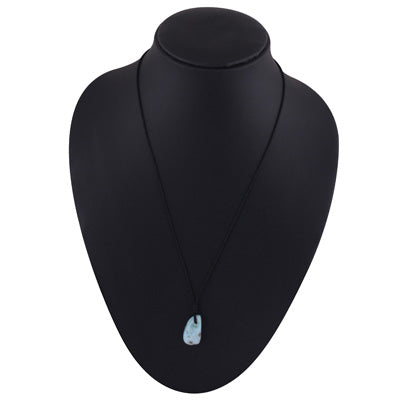Magnificent Gemstone Larimar Fancy Shape Black Cotton Cord Pendant Necklace - R1900254-27