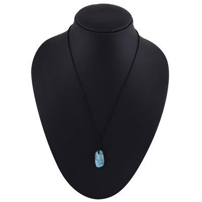 Magnificent Gemstone Larimar Fancy Shape Black Cotton Cord Pendant Necklace - R1900254-30