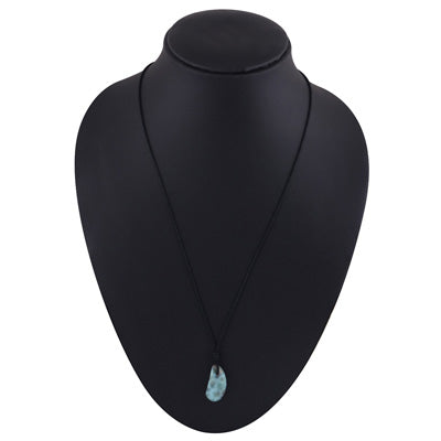 Magnificent Gemstone Larimar Fancy Shape Black Cotton Cord Pendant Necklace - R1900254-37