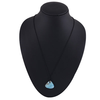 Magnificent Gemstone Larimar Fancy Shape Black Cotton Cord Pendant Necklace - R1900254-41