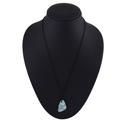 Magnificent Gemstone Larimar Fancy Shape Black Cotton Cord Pendant Necklace - R1900254-43