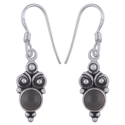 Beautiful Oxidised Work Around Blue Chalcedony Round Shape 925 Sterling Solid Silver Dangle Earrings - R2200006-20