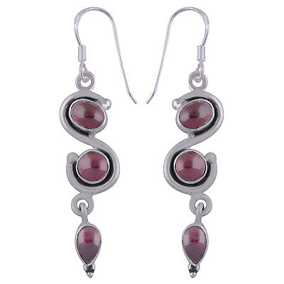 Gorgeous work Around Three Gemstone Garnet Multi Shapes 925 Sterling Solid Silver Dangle Earrings - R2200008-11