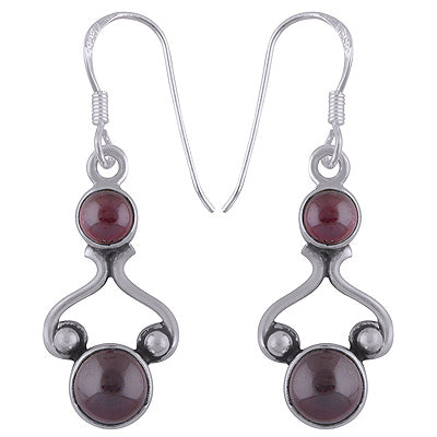 Stunning Rawa Work Around Garnet Round Shape 925 Sterling Solid Silver Dangle Earrings - R2200008-6