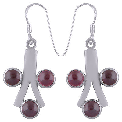 Uniquely Designed Using Garnet Round Shape 925 Sterling Solid Silver Dangle Earrings - R2200008-7
