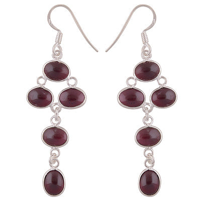 Gorgeous Handmade Chandelier Inspired with Gemstones Garnet Oval Shape 925 Sterling Solid Silver Dangle Earrings - R2200011-9