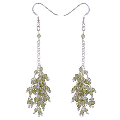 Stunning Chandelier Inspired Loaded with Gemstones Peridot Round Shape 925 Sterling Solid Silver Dangle Earrings - R2200013-6