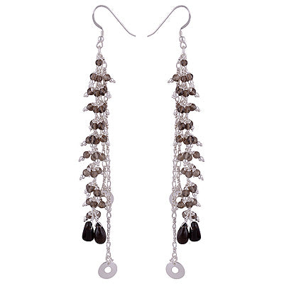 Beautiful Modern Chandelier Inspired Loaded with Gemstones Smoky Topaz Round Shape 925 Sterling Solid Silver Dangle Earrings - R2200014-10