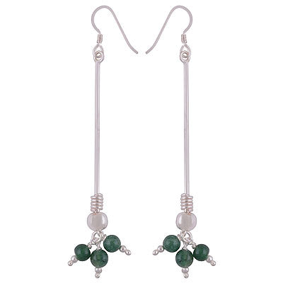 Stunning Gemstones Beads Hanging Around Green Aventurine Round Shape 925 Sterling Solid Silver Dangle Earrings - R2200017-12