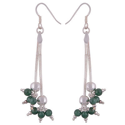 Beautiful Gemstone Beads Hanging at Bottom Green Aventurine Round Shape 925 Sterling Solid Silver Dangle Earrings - R2200017-14