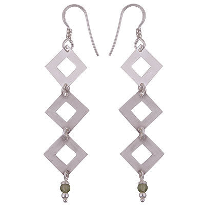 Gorgeous Long Edgy with Gemstone beads Peridot Round Shape 925 Sterling Solid Silver Dangle Earrings - R2200019-8