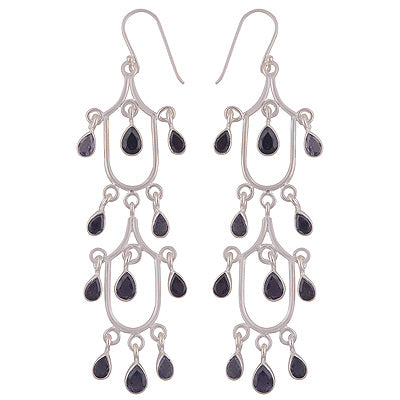 Alluring Chandelier inspired Iolite Pear Shape 925 Sterling Solid Silver Dangle Earrings - R2200025-20